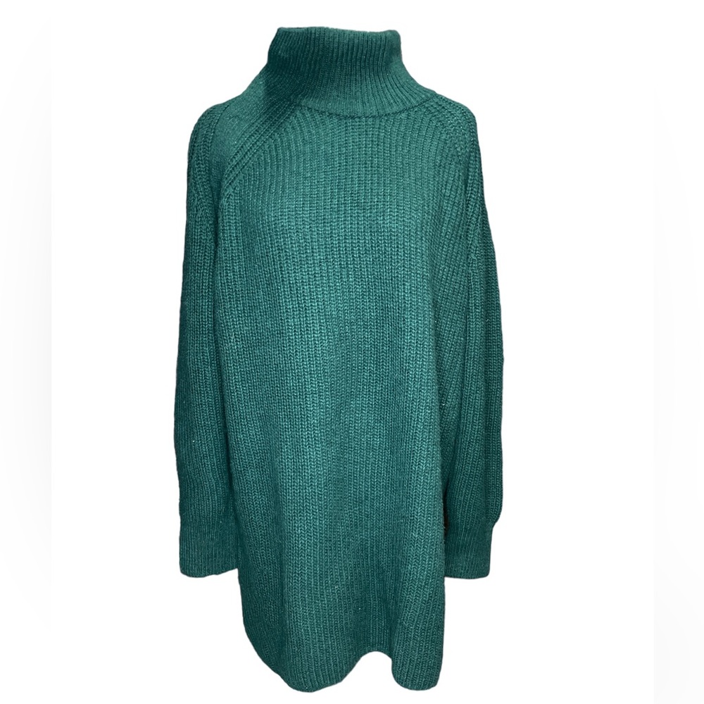 Woolen Bloom Women's Turtleneck Sweater Dress Mini Button Knit Sweaters